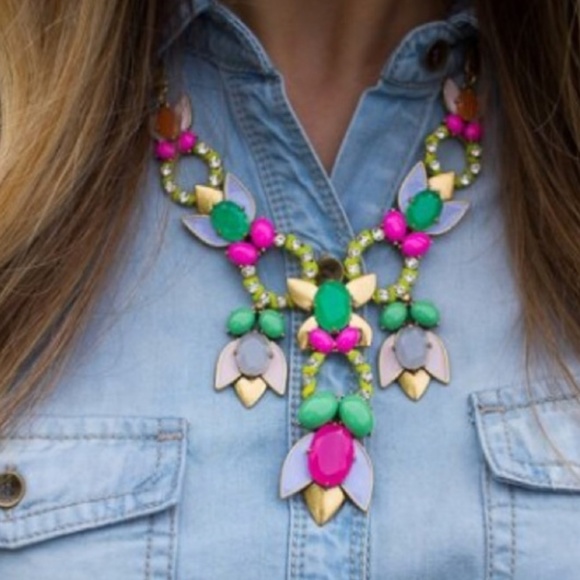 Stella & Dot | Neon Pink+Green Gorgeous POPTropicana NEW Statement Neckl… - Picture 6 of 12